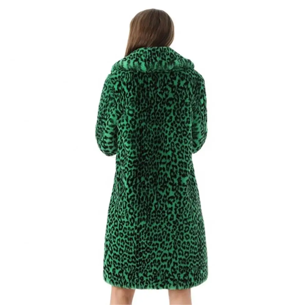 Woman Real Fur Long Coat Luxury Designer Teddy Thermal Fur Leopard Jacket Noble Temperament Classical Women's Natural Fur Coats