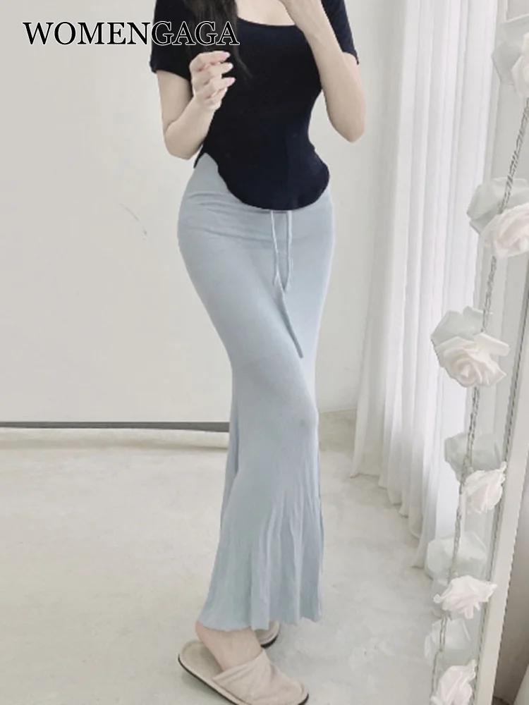 

Korea 2022 WOMENGAGA Autumn New Feminine Lace Up Elegant Trumpet / Mermaid Long Skirt Slim Hot Sexy Korean Women Skirts D8AO