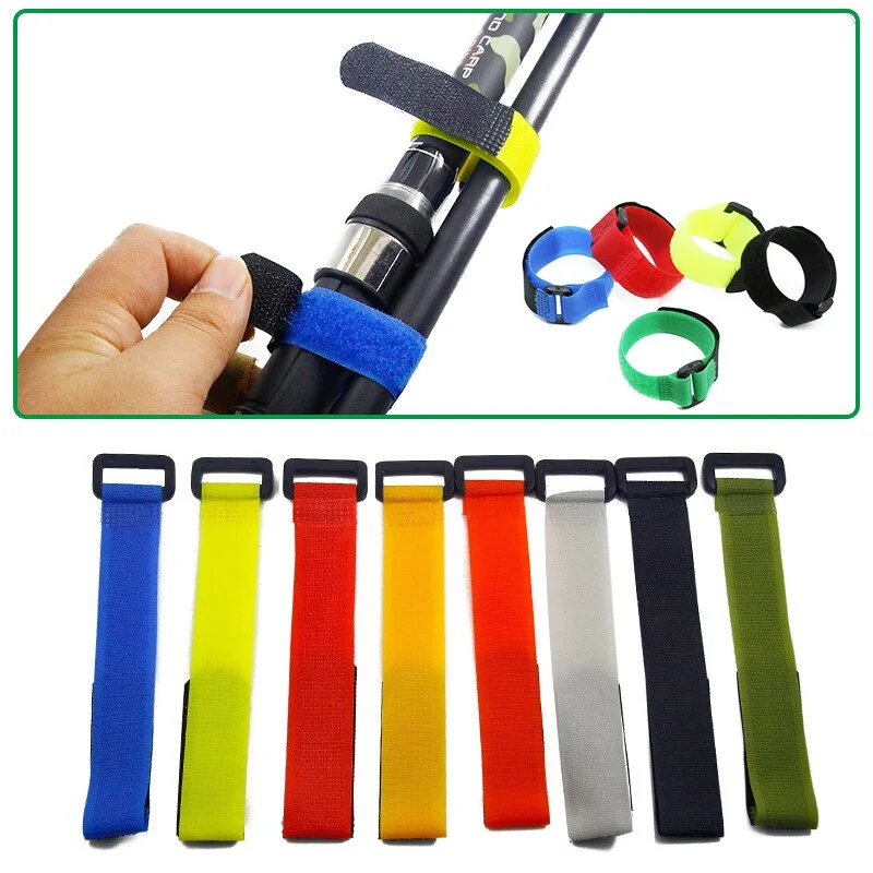 

5pcs Fishing Rod Tie Holder Strap Suspender Fastener Hook Loop Ties Belt Fishing Rod Strapping Wrap Band Outdoor Fish Tool
