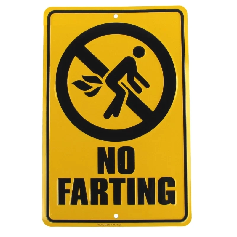 

No Farting Funny Embossed Aluminum Warning Sign Novelty Bar Pub Man Cave Wall Decor 8X12 Inch