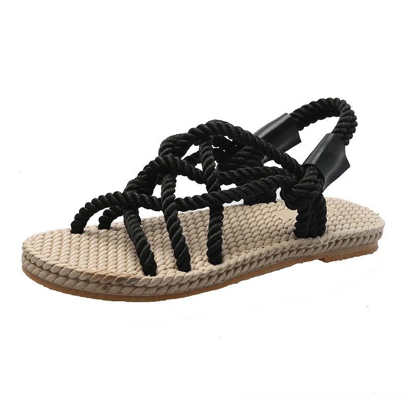 Summer Women Sandals Linen Rope Outdoor Beach Shoes Platform Sandals Non-slip Hiking Walking Shoes Fashion Casual Women Sandals