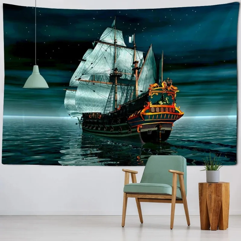 Гобелен с пиратским кораблем настенный вид морем украшение для дома хиппи на