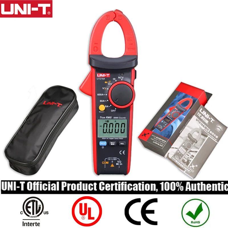 

UNI-T UT216A/B/C/D Series 600A True RMS Digital Clamp Meter NCV V.F.C Diode LCD Backlight Analog Flashlight