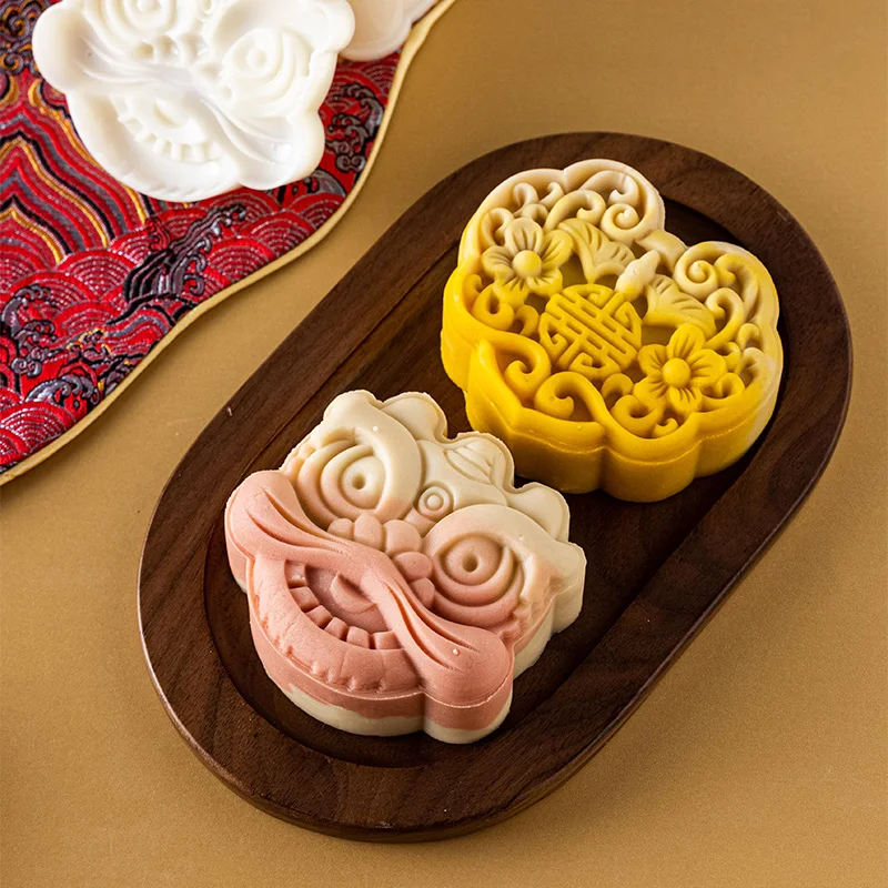 

3D Mooncake Mold 50g/75g National Tide Style Lion Patterns Molds Press Cookie Mould for Mid-Autumnfond fondant molds