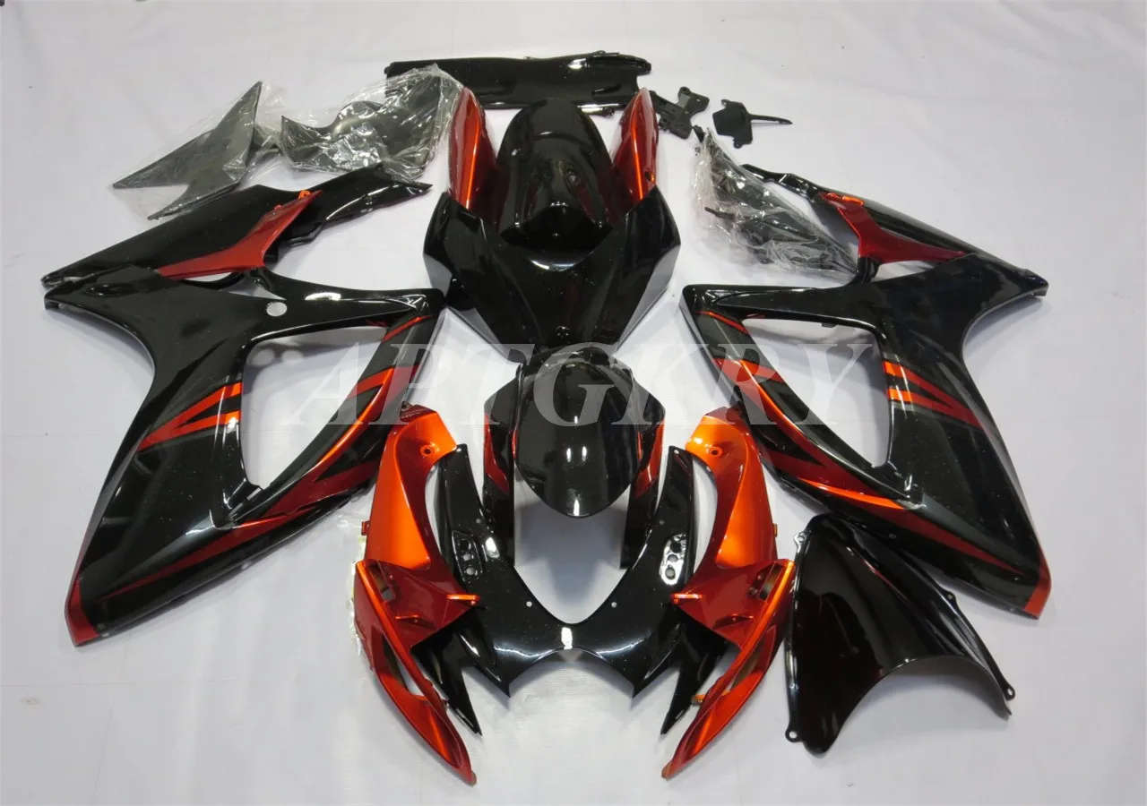 

New ABS Plastic Shell Motorcycle Fairing kit Fit For Suzuki GSXR600 GSXR750 K6 2006 2007 06 07 Bodywork set Custom Black Orange