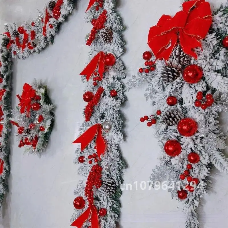 Рождественский венок из ротанга набор на дверь рождественские флокированные