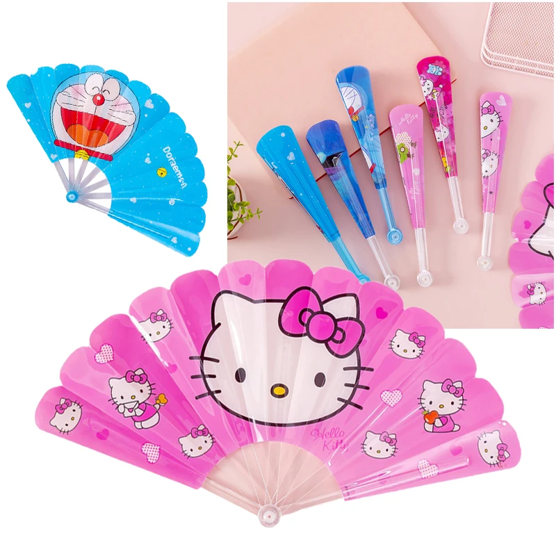 

Kawaii Cartoon Anime Folding Fan Cute Hellokittys Doraemon Kids Plastic Fan Portable Folding Fan Student Children Summer Gift
