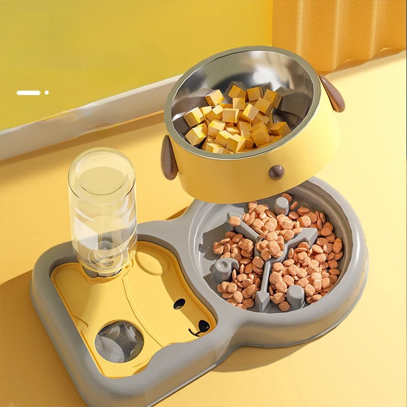 

Pet Feeder Bowls Pet Feeder Water Bottle Set Pet Feeding Bowls And Drinkers 15-Degree Tilt Design Protect Cats Dogd Neck