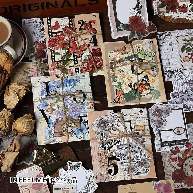 

80 листов, винтажные цветы, бабочки, ретро литература, искусство, скрапбукинг, журнал, фотобумага, упаковка материала