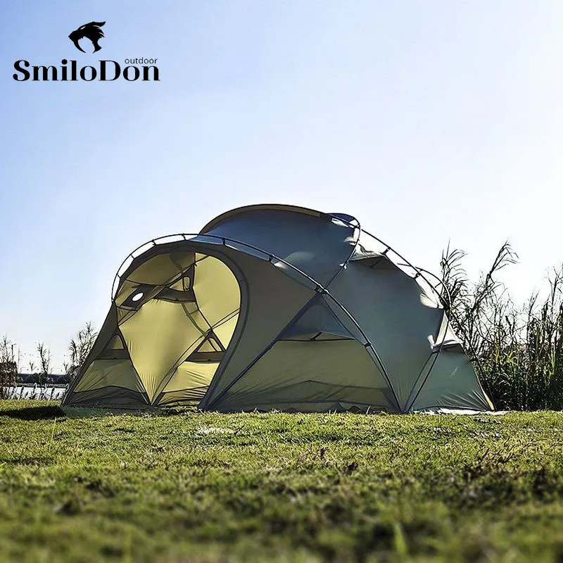 SmiloDon 4-6 Person Outdoor Large Dome Tent Waterproof Ball Tent with Chimney Skylight Fireproof Cloth Camping Hiking Shelter