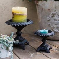 american country retro style high legged cast iron aromatherapy candlestick ornament flower ware grocery garden courtyard decora