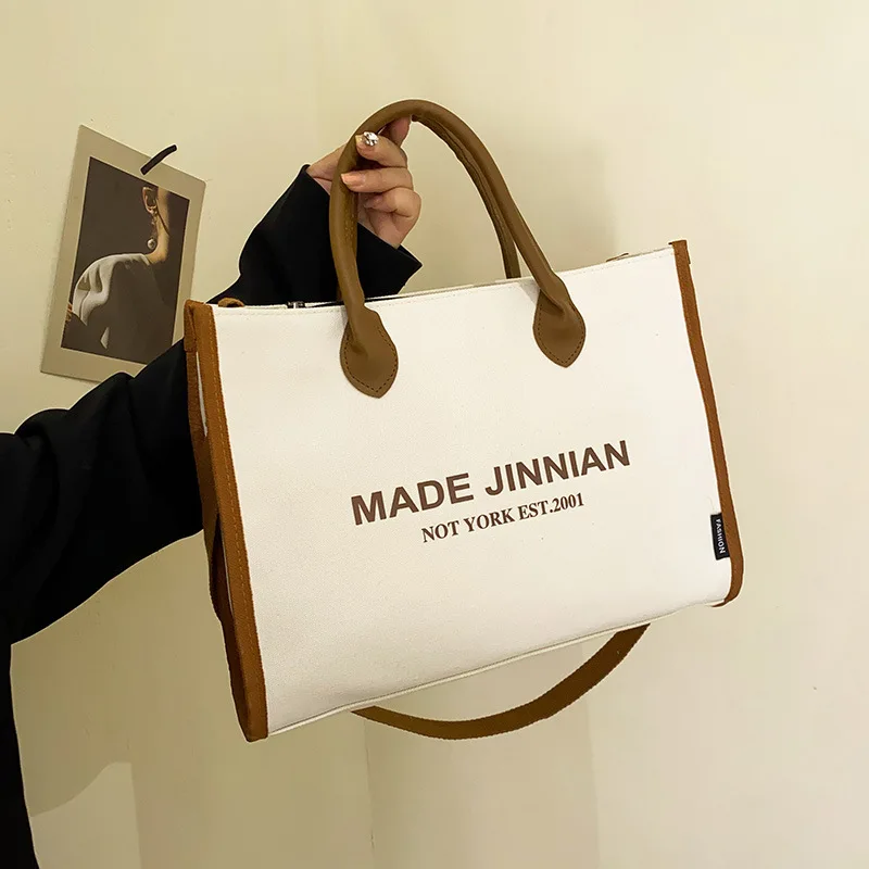 

Canvas bag Women's simple and large capacity Tote bag Student Handbag One shoulder crossbody bag Book Bag
