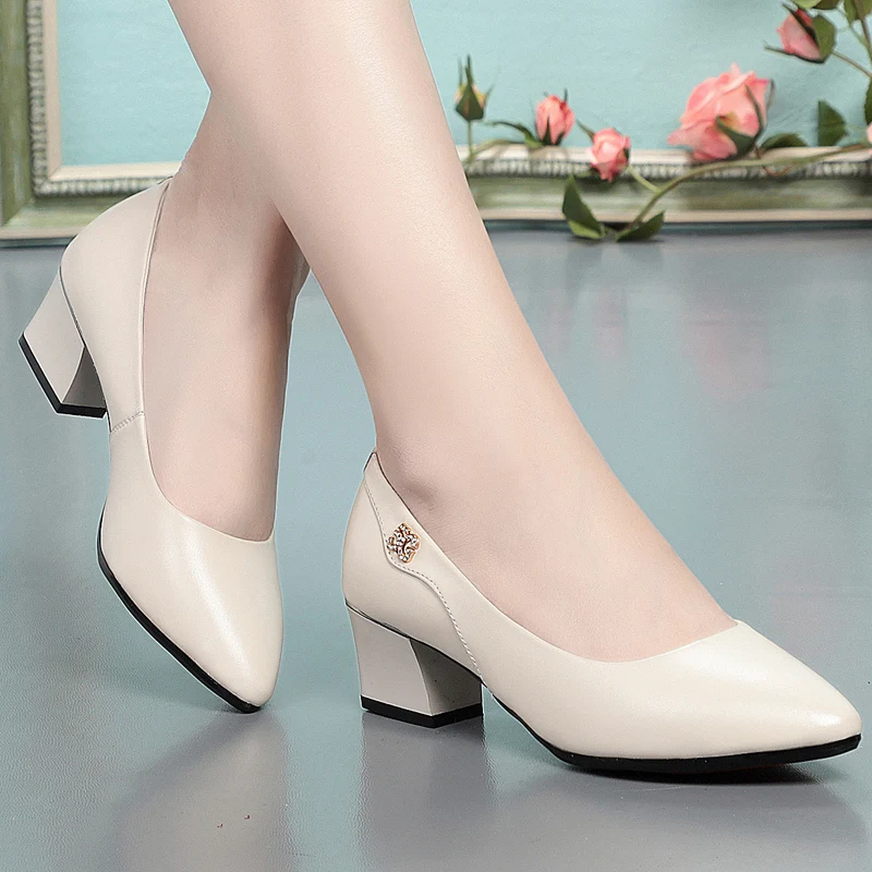 High Heels Wedding Shoes Women 2023 New Women Shoes Red Genuine Leather Pointed Toe Professional Fashion Single Shoes Women