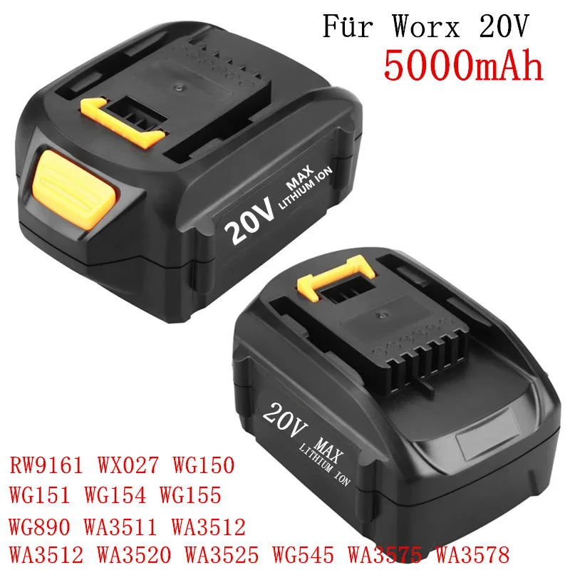 

Литий-ионный аккумулятор для Worx 20 в 5,0 Ач RW9161 WX027 WG150 WG151 WG154 WG155 WG890 WA3511 WA3512 WA3520 WA3525 WG545 WA3575 WA3578