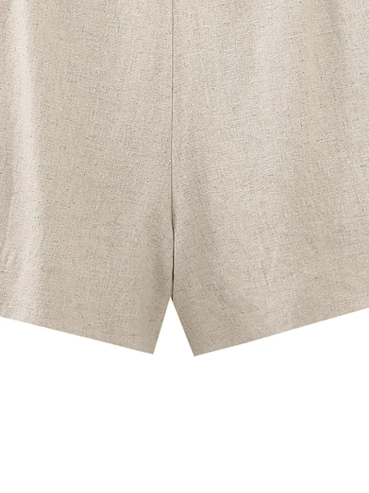 PAILETE Women 2023 fashion with belt bermuda shorts vintage high waist front pockets female short pants mujer