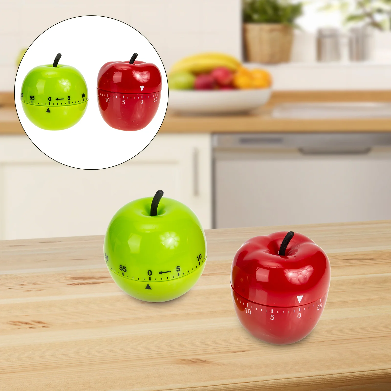 

2 Pcs Kitchen Timer Office Decor Baking Timing Tool Clock No Cooking Gadget Fruit Home Reminders