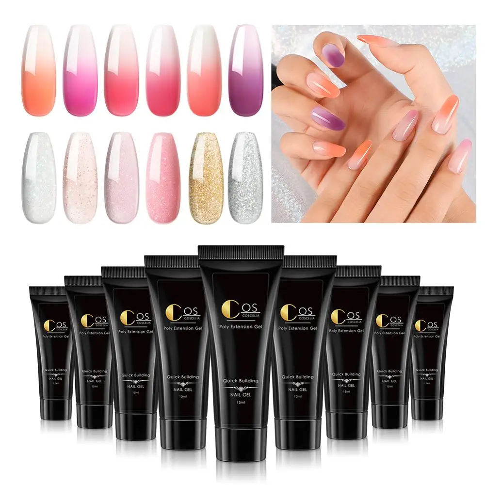 

COSCELIA Poly Nail Extension Gel Temperature Change Manicure Set Gel Varnish Nail Polish Art Kit Quick Gel For Nails Tools