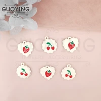 10pcs alloy charms love heart strawberry cherry pendant pendant diy earring bracelet accessories charms for bracelet making