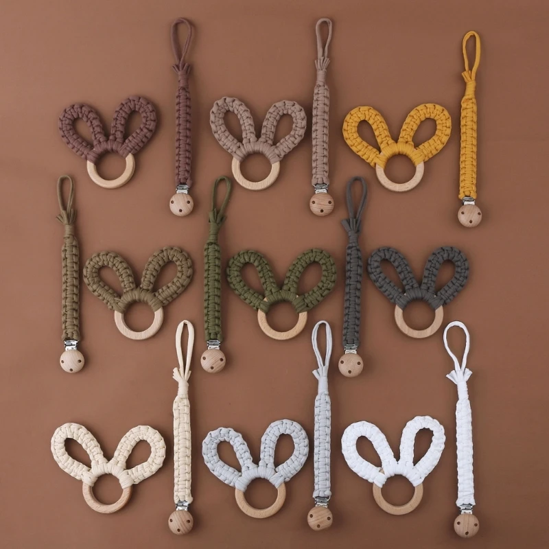 

Детская игрушка-прорезыватель для зубов, зажим для сосков, вязаные кольца-погремушки для ушей в виде кролика, зубные кольца для младенцев, п...