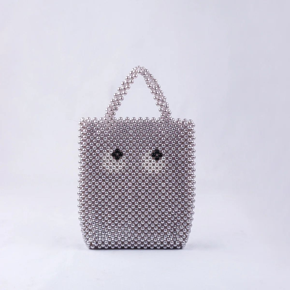 New Minority Design Pearl Black and White Eye Handbag Hand Beaded Vintage Versatile Dinner Bag