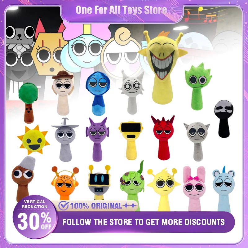 Плюшевая подушка Sprunki Incredibox кавайная мягкая из полипропиленового хлопка 25 см