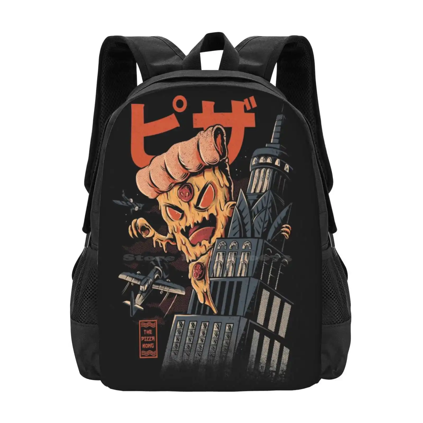 

Pizza Kong School Bags For Teenage Girls Laptop Travel Bags Japanese Manga Monster Food Kaiju Retro Vintage Pizza King Kong Nyc