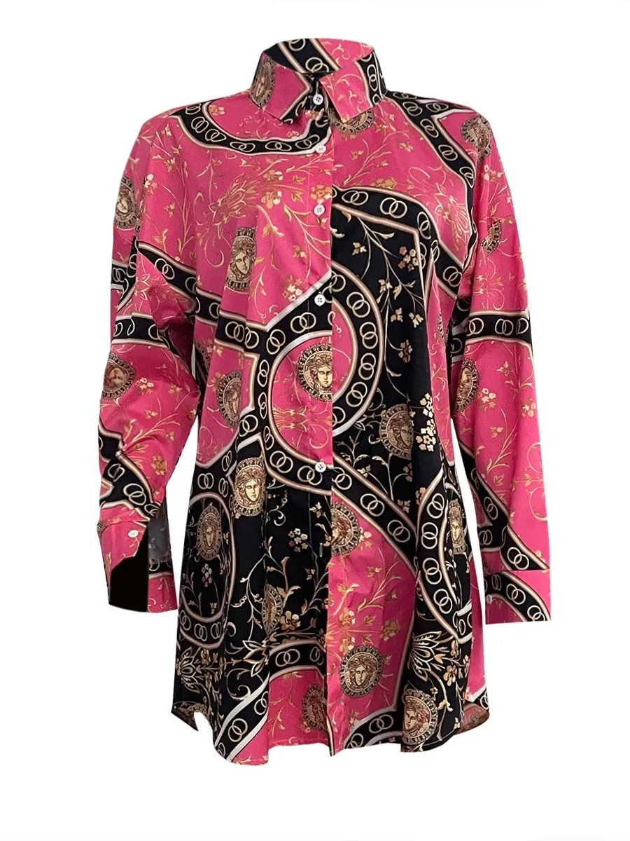 LW Plus Size dresses Tribal Mixed Print Shirt Dress long sleeve Women Shirt Dress Summer Mini Dress Beach Dress Vestidos