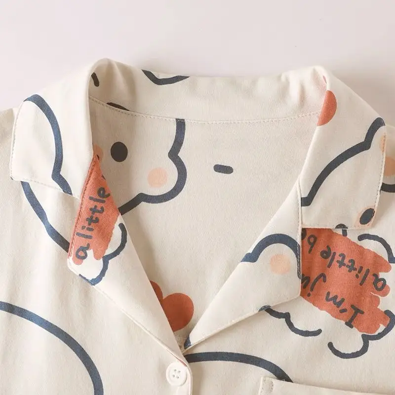 Women'S Pajamas Summer Short Sleeve Shorts Women'S 2 Piece Set Japanese Loose Kawaii Cartoon Satin Home Dress Underwear Set