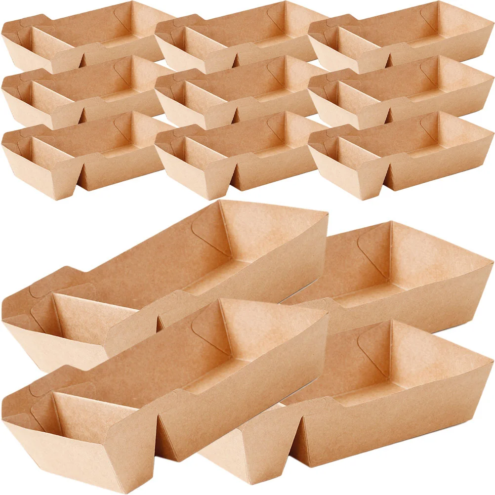 

50 Pcs Kraft Paper Snack Box Disposable Serving Trays Cup Carton Takeout Containers Bag Party Candy