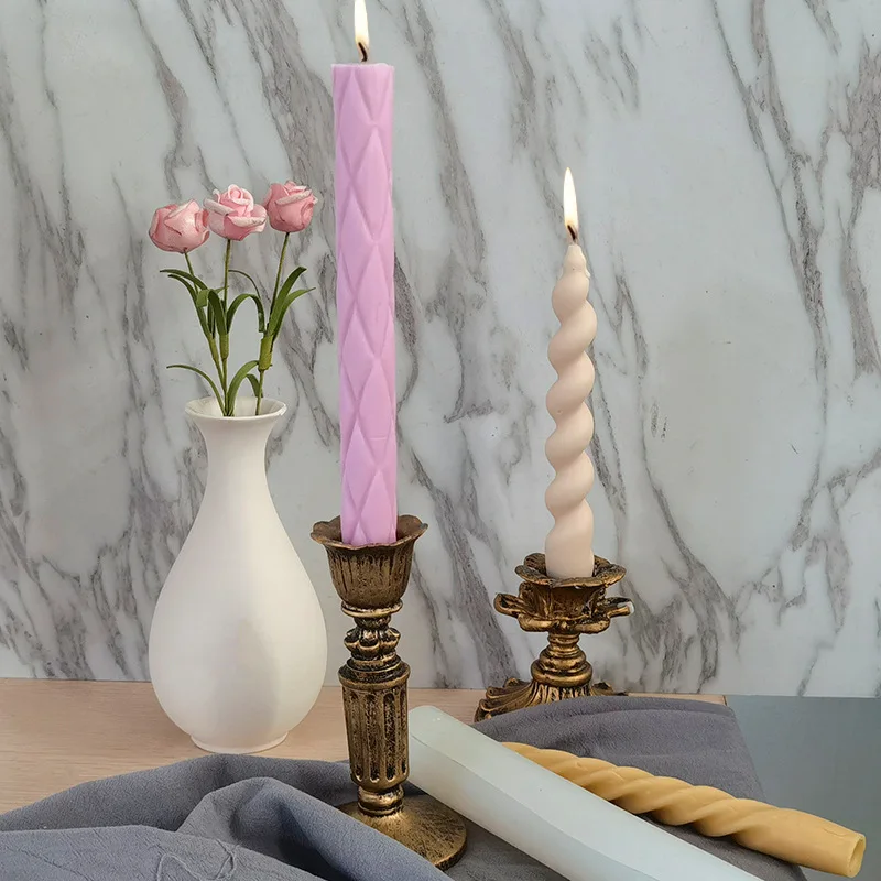 

Handmade Making making supplies Forms for candles decoration Silicone Candle Mold Spiral Long Twisted Rod Handmade Gypsum Mould