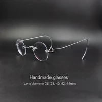 retro handmade round frameless myopia prescription eyeglasses vintage screw free small round optical glasses with rimless glasse