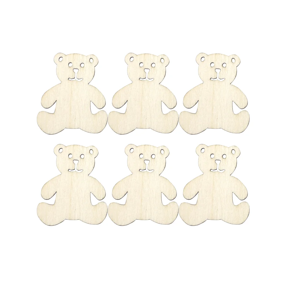 

Wooden Crafts Chips Wood Pieces Ornaments Diy Cutouts Shaped Hanging Bears Unfinished