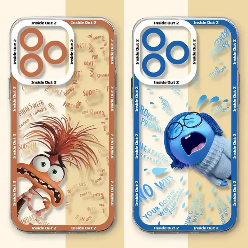 Cute Disney Inside Out 2 Case For Xiaomi Redmi Note 13 12 11 Pro Plus 4G 5G 12S 11S 10 10S 9 9S 8 13C 12C 10C Silicone PC Cover