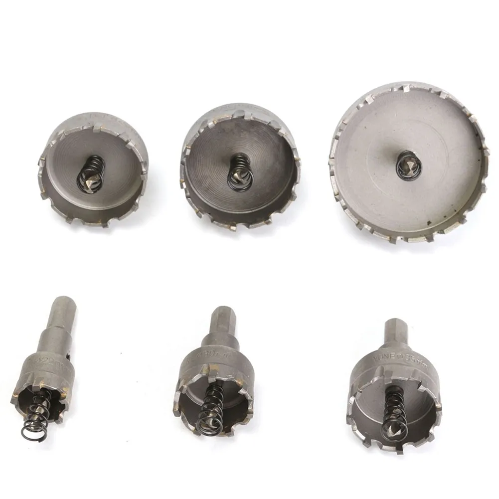 

6pcs 22-65mm Carbide Tip Core Drill Bit Metal Cutter Core Hole Saw For Processing Steel Plate Opening Hole Cast Iron