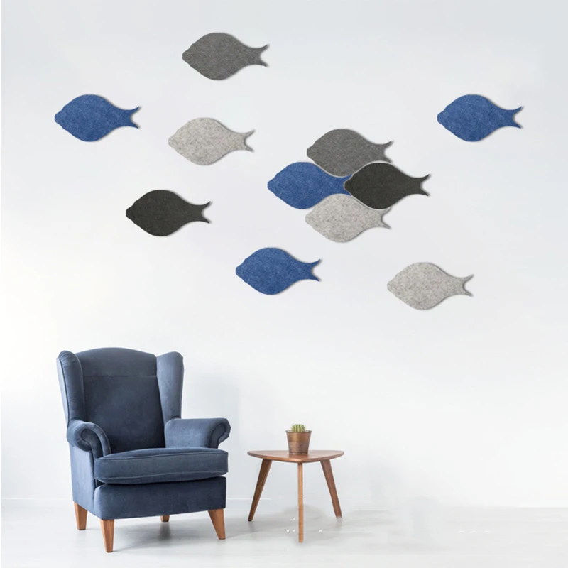

4PCS New Creative Fish Felt Wall Sticker Announcement Pin Board Cork Board Photo Memo Sofa TV Background Wall Decoration