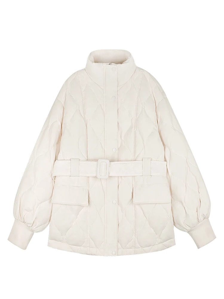 2022 Winter Thick Cotton Padded Coats Women Single-Breasted Zippers Lace-Up Female Parkas Stand Collar Female Jackets Outwear