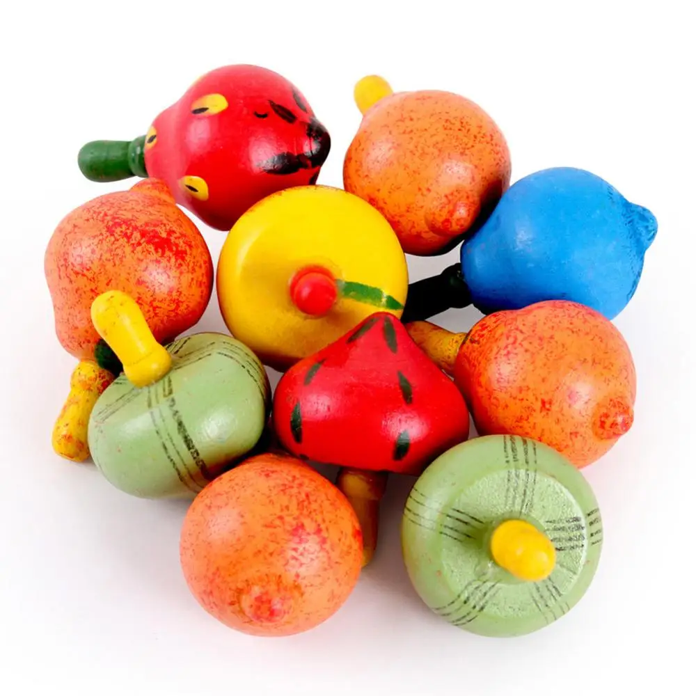 

Cute Wooden Colorful Spinning Top Fruits Gyro Interesting Novelty Children Kid Educational Montessori Classic Toy Spinning Toy