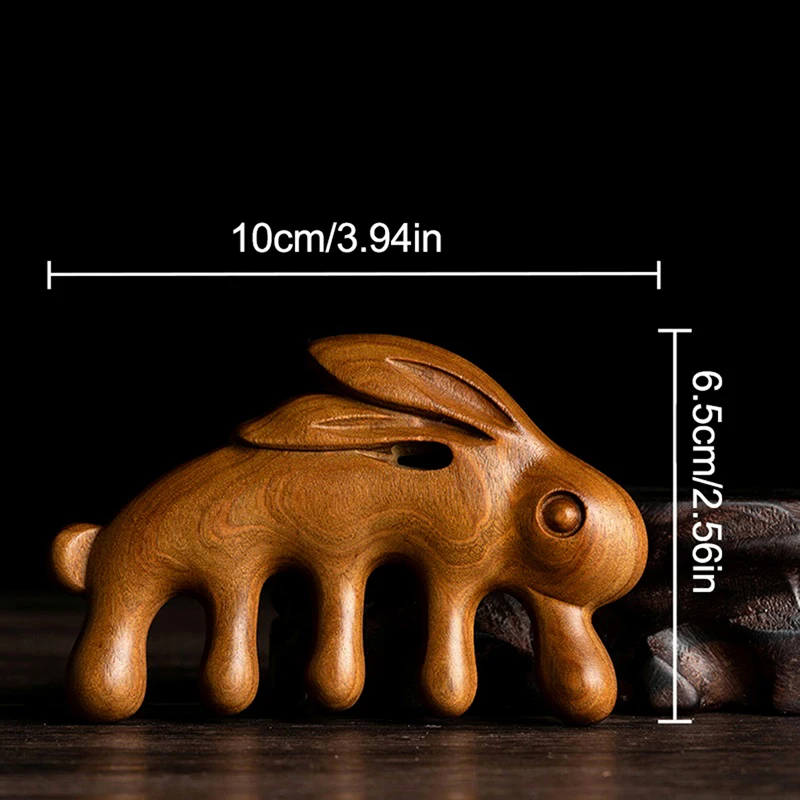 

Деревянная Массажная расческа-кролик, зеленая сандаловая Расческа для массажа, 5 зубьев, Антистатическая гладкая акупунктурная терапия, 1 шт.