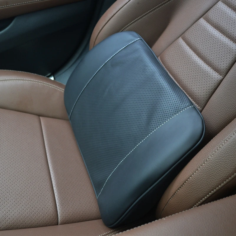 

New Genuine Leather Car Backrest Seat Cushion Waist Support for Leaning on Auto Interior Decoration Accessories Memory Cotton