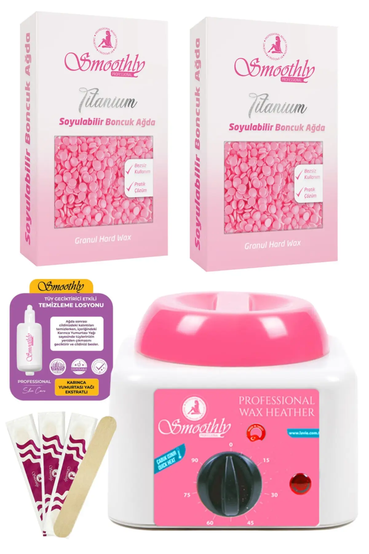 

2 Pieces 250gr Peelable Bead Wax Set, Adjustable Wax Warmer Machine, Massage Oil, Spatula Set