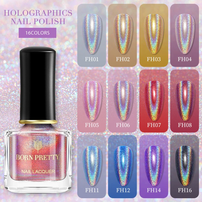 

BORN PRETTY Reflective Glitter Nail Polish Shining Glitter Nail Art Design Varnish Top Coat For Nails Manicure Nail Polish