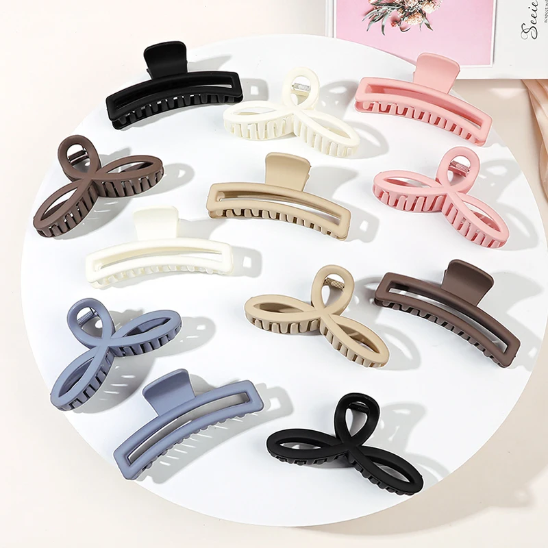 

Geometric Frosted Big Hair Claws 11cm Large Size Acrylic Hair Clip Headwear Makeup Styling Tools Pure Color Fashion Simple