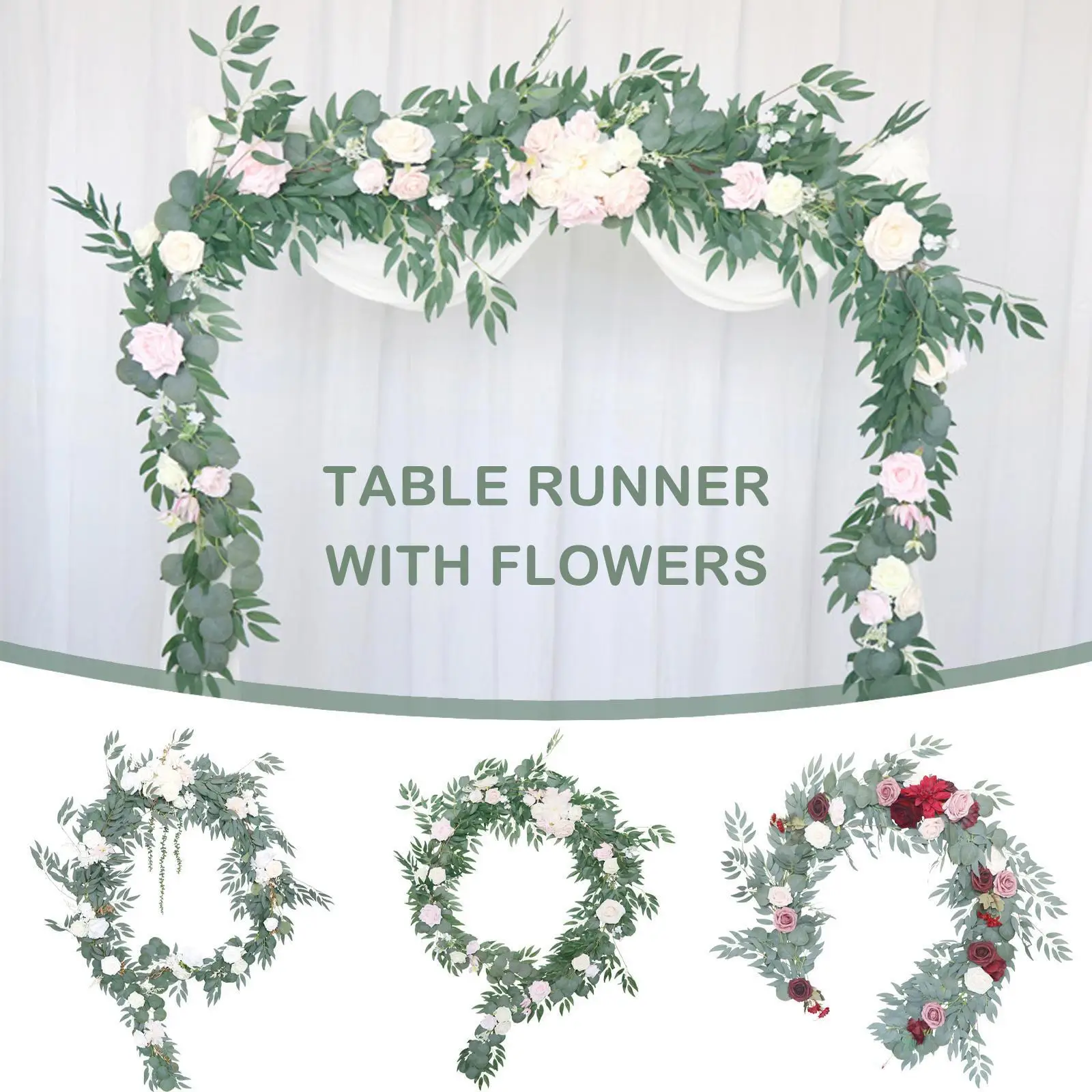 

Eucalyptus And Willow Leaf Garland With White Flower For Party Wedding G4k8
