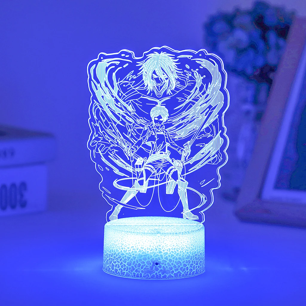 

Attack on Titan Lamp Anime 3D Led Night Light Zero Two For Room Decor Kid Birthday Table Gift My Hero Academia Levi Dropshipping