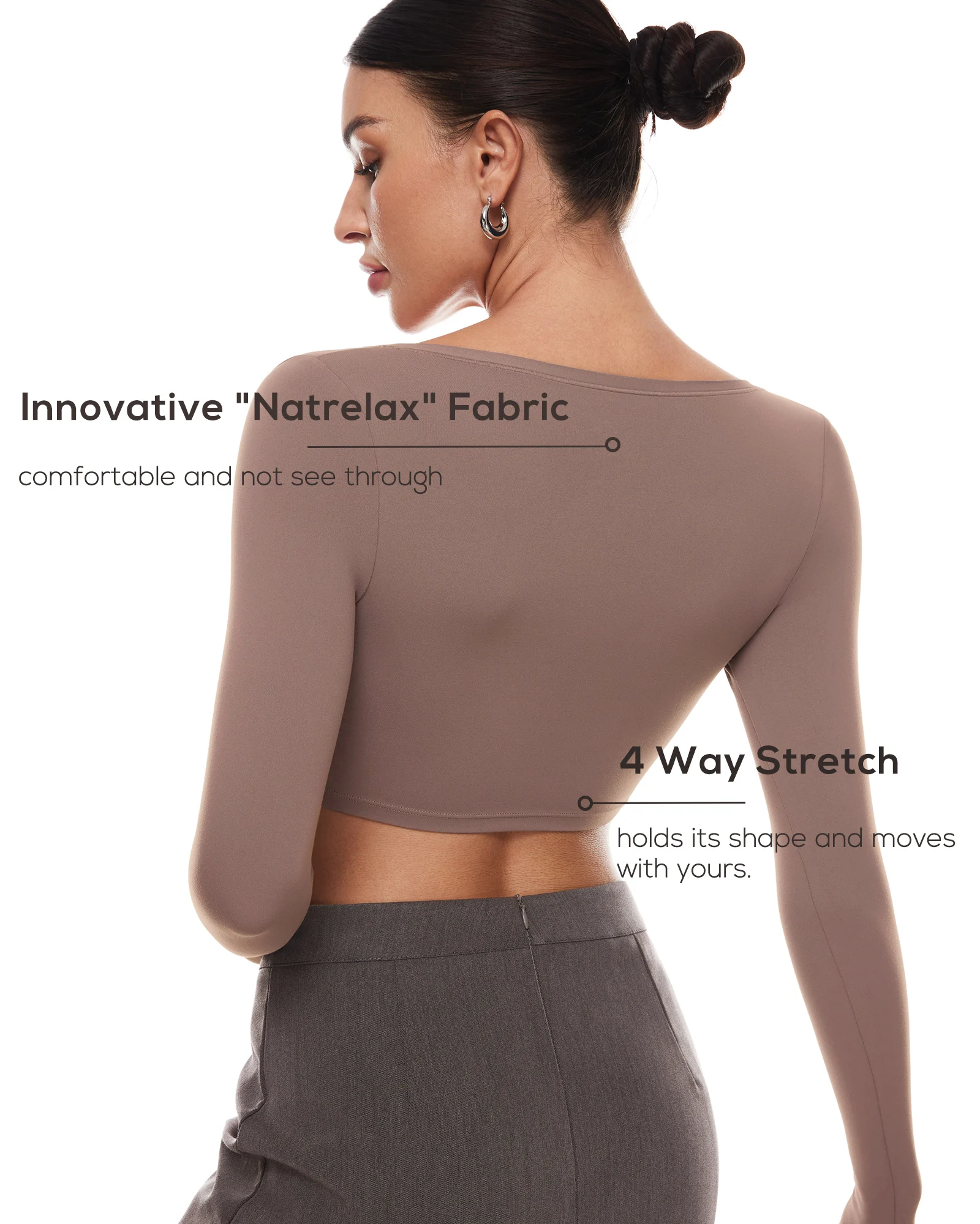 Женский укороченный топ Cozzifree с длинными рукавами и квадратным вырезом