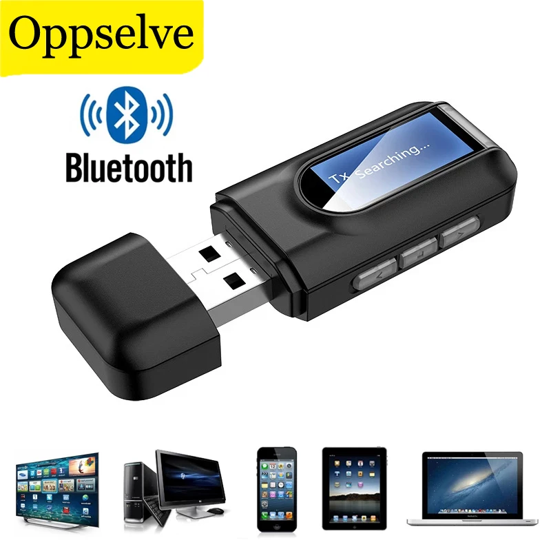 USB 2 в 1 Bluetooth 5,0 аудио приемник передатчик для автомобиля ПК ТВ HD HiFi аудио приемник адаптер с ЖК-дисплеем 3,5 мм AUX адаптер