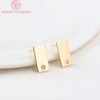 224910pcs 6x12mm 24k gold color brass rectangle with hole stud earrings high quality diy jewelry findings accessories