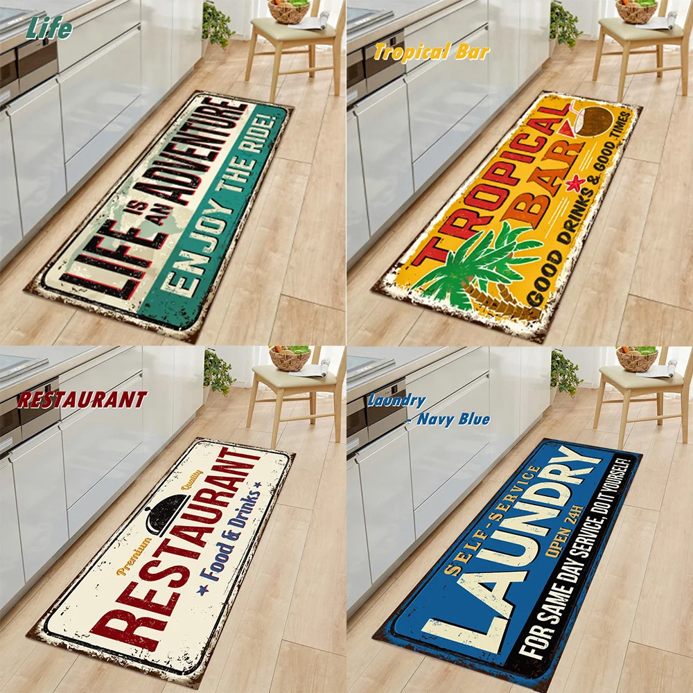 

Rectangular Kitchen Rug "LAUNDRY ROOM" Print Pattern Anti-slip Balcony Bathroom Mat Carpet for Living Room Doormat Entrance Mats