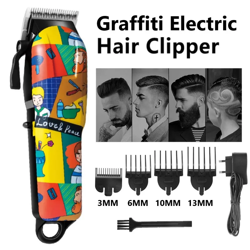 

Kemei Professional Barber Hair Clipper Rechargeable Graffiti Electric Finish Cutting Machine Beard Trimmer Shaver Cordless