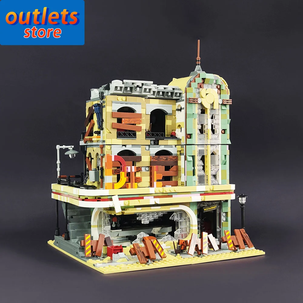 

JIESTAR Creative Expert Street View Doomsday Restaurant 89101 Moc Bricks Modular House Model Building Blocks Toys Downtown Diner